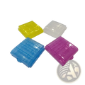 Usb Aa Aaa battery charger and organizer with clear plastic storage box featuring grid pattern snap-on lid in vibrant colors