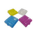 Usb Aa Aaa battery charger and organizer with clear plastic storage box featuring grid pattern snap-on lid in vibrant colors