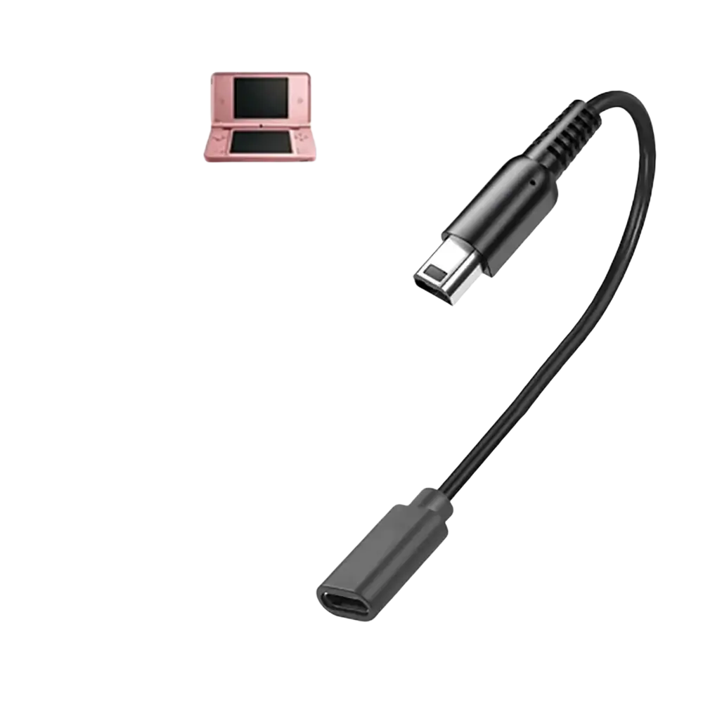 Black type-c female adapter cable for ndsi 3ds xl usb c charger cable for nintendo 3ds dsi 2ds xl use