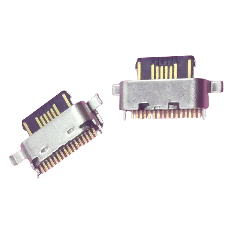 Silver usb-c charging port connector with gold-plated pins and black insulation for iiif150 b1 air1 pro b2 tecno phantom 8