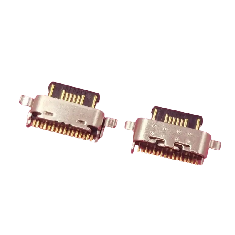 Two silver usb-c charging port connectors with gold-plated pins and black housing for iiif150 b1 air1 pro b2 tecno phantom 8