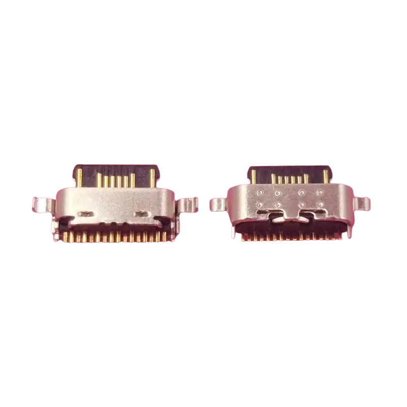 Two silver usb-c charging port connectors with gold-plated pins for iiif150 b1 air1 pro b2 tecno phantom 8 repairs