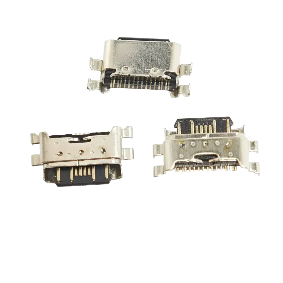 Silver usb c charging port connectors for xiaomi mi 6x a2 with metallic housing and gold plated contacts