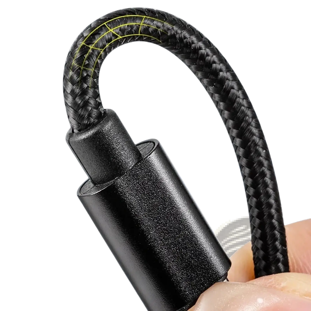 Black braided usb c fast charging cable with a matte-finish connector for durable and efficient power delivery