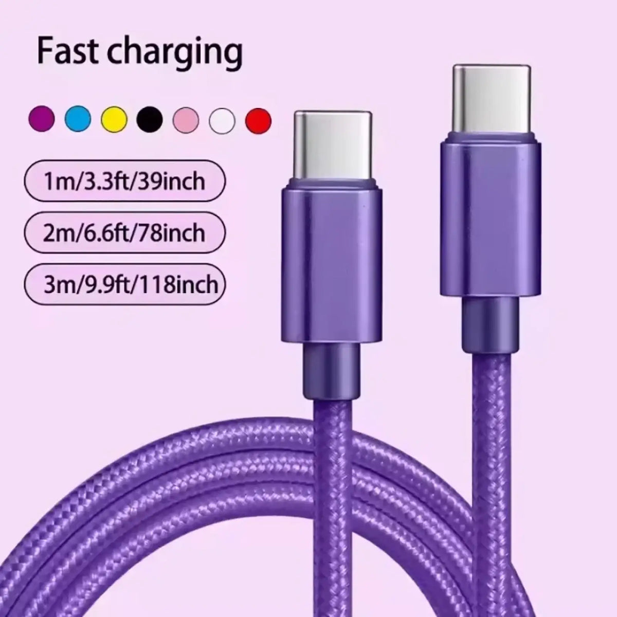 Purple braided usb c fast charging cable designed for durable and efficient power delivery between devices