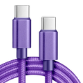 Purple braided usb-c fast charging cable with metallic connectors designed for durable high-speed charging