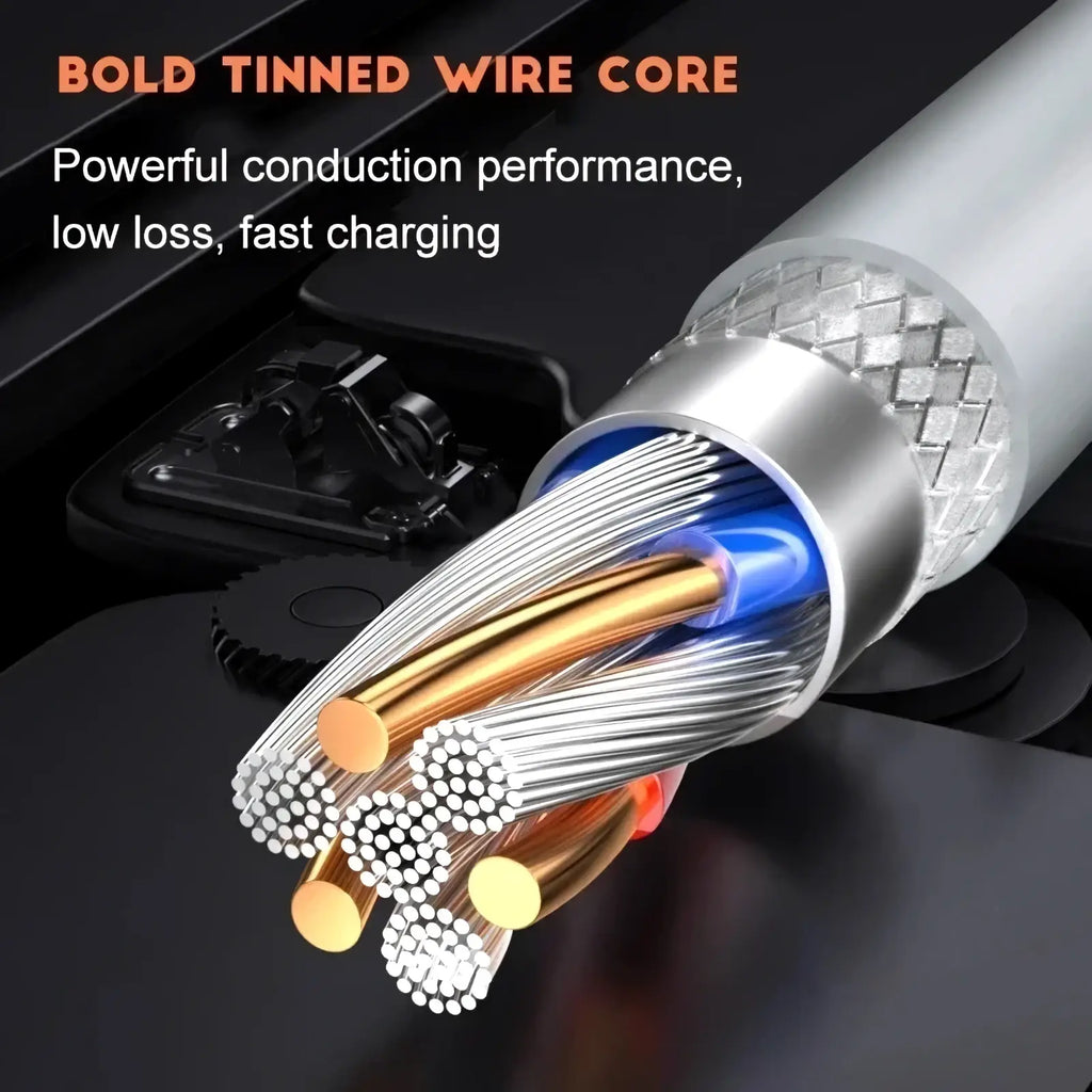 Usb c fast charging cable 100w 6a with bold tinned wire cable silver outer sheath copper aluminum conductors