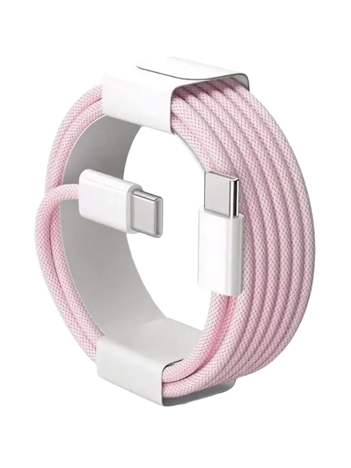 Pink usb-c fast charging cable with white connectors nylon braided 6a durable sleek minimalist design