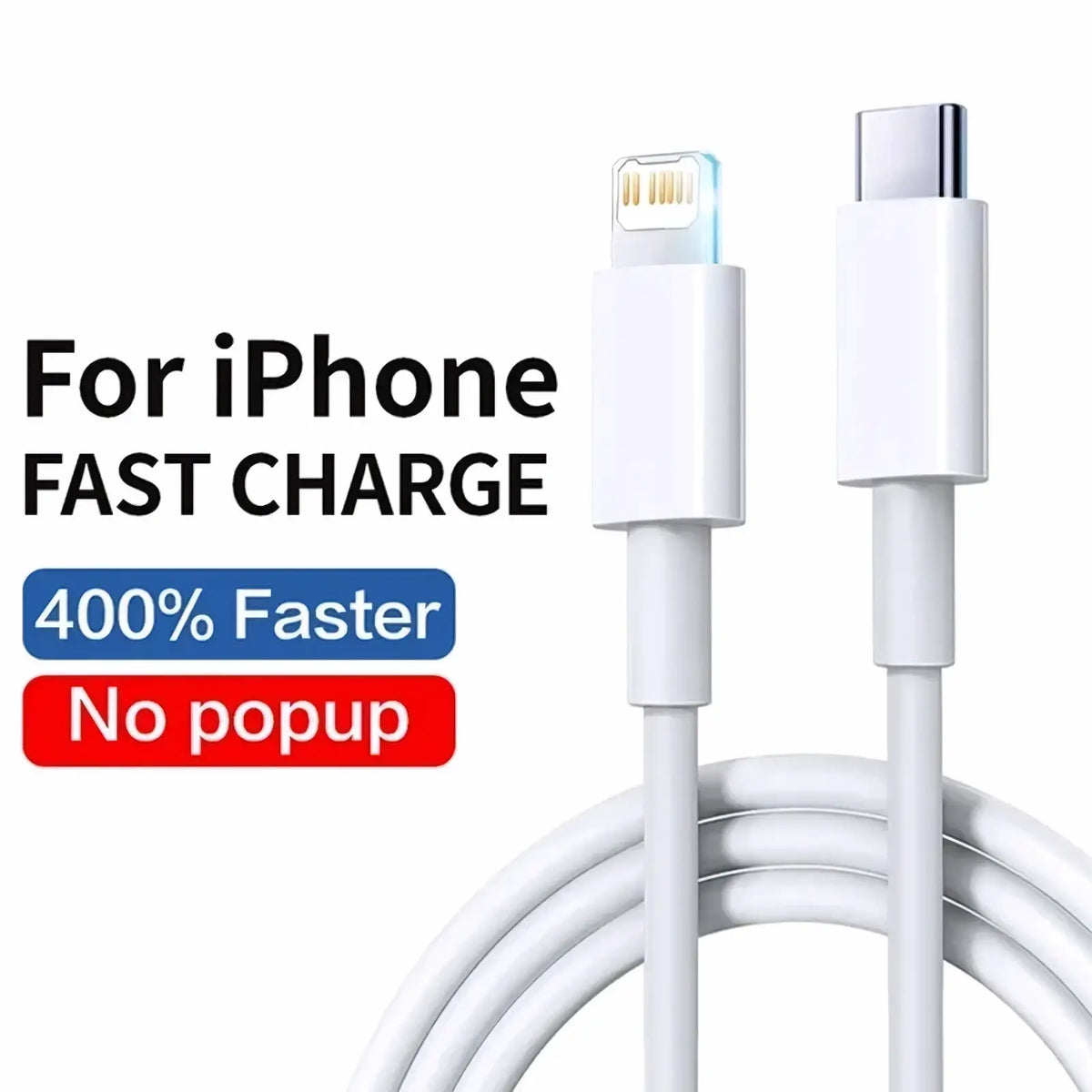 White usb c to lightning fast charging cable designed for iphone with durable material for efficient power transfer
