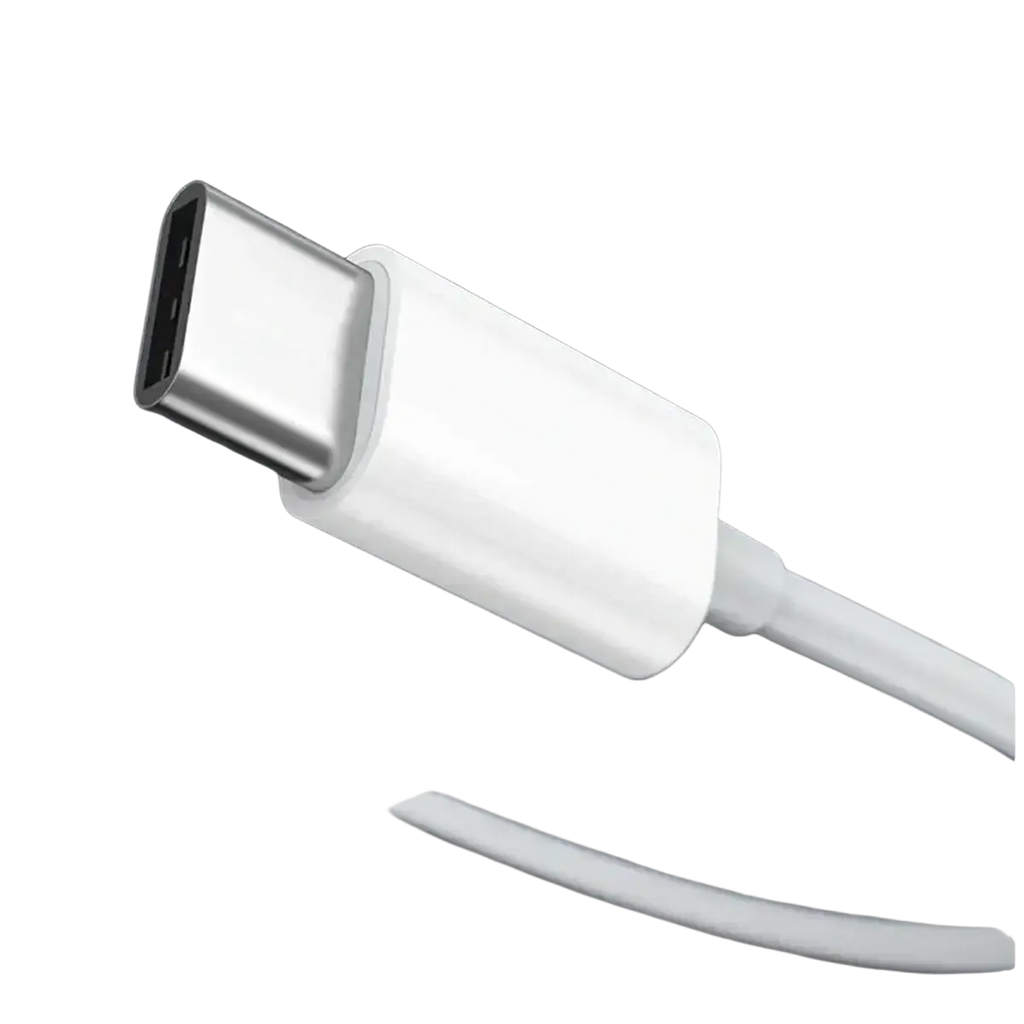 White usb c wired in-ear headphones with mic featuring a metallic usb-c to usb-a adapter cable