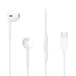 White usb c wired in-ear headphones with mic and inline controls designed for clear audio and hands-free calls