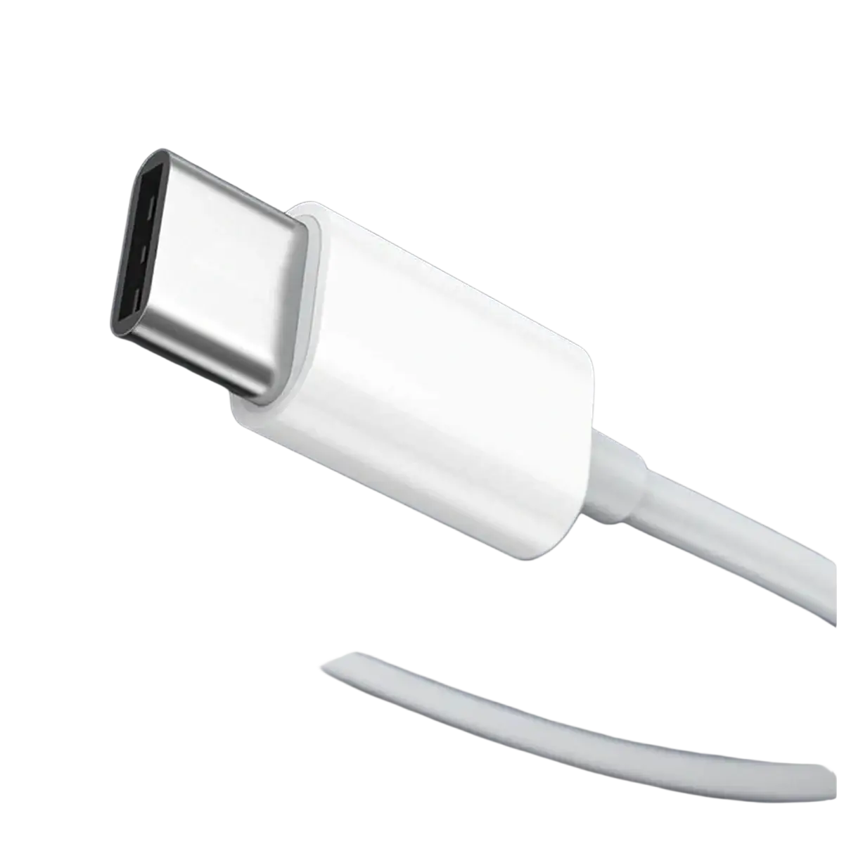 Usb c wired in-ear headphones with mic featuring a white usb-c cable with metallic silver connector for audio use