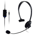 Black usb call center headset with noise canceling mic, flexible boom, inline control unit with blue backlighting, frequency response range