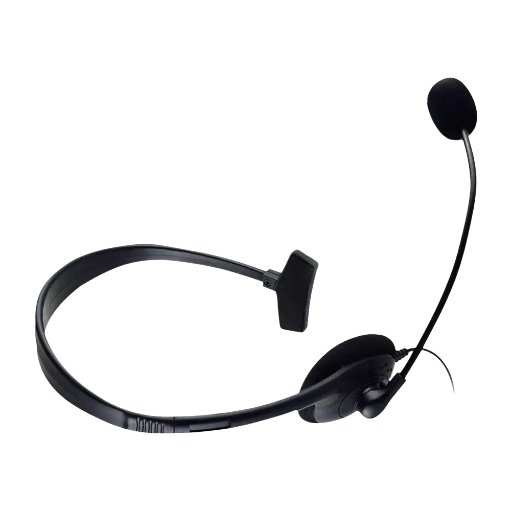 Black usb call center headset with noise canceling microphone padded earcup and optimized frequency response range
