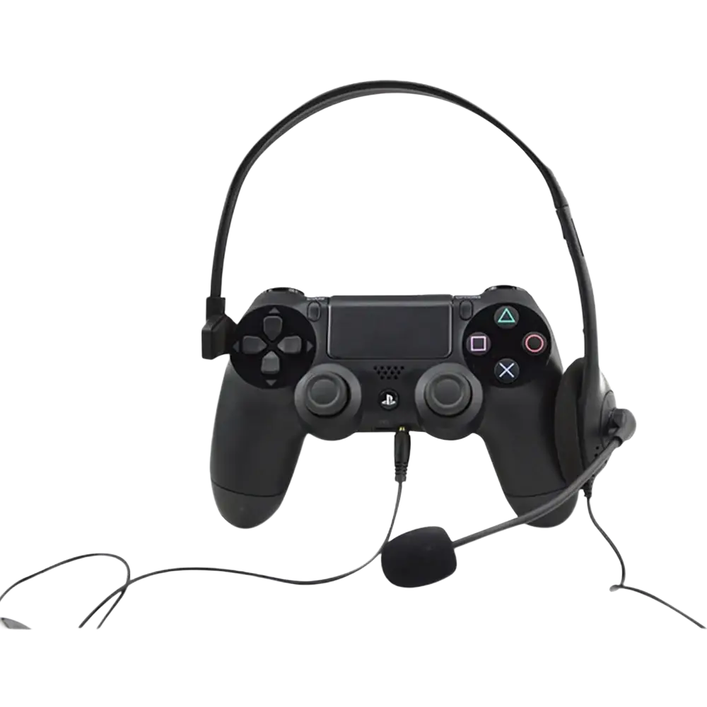 Black usb call center headset with noise canceling microphone and cable designed for playstation 4 controller frequency response range
