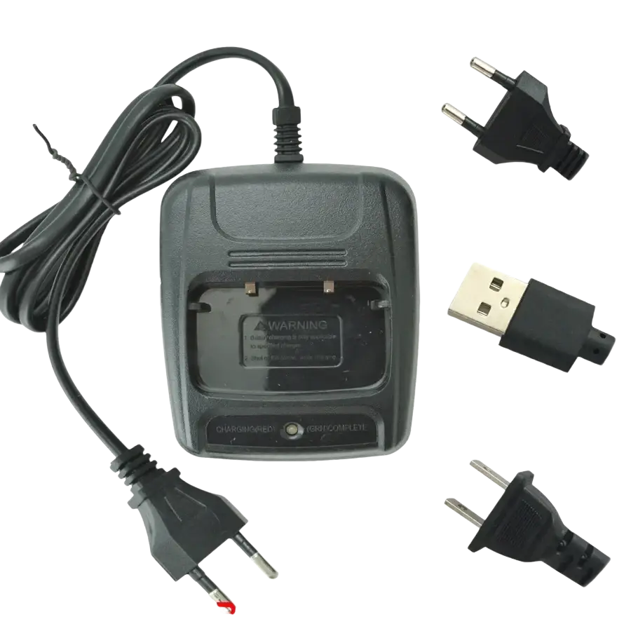 Black plastic usb charger special desk for baofeng walkie talkie with coiled power cord and european usb connectors