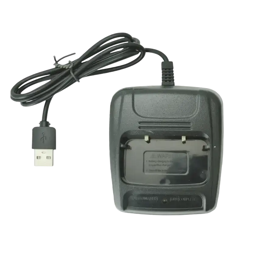 Black plastic usb charger special desk cradle with coiled cable and standard usb connector for baofeng walkie talkie