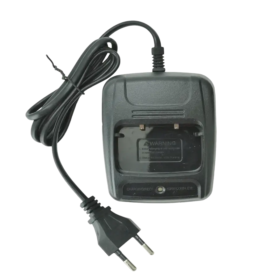 Black plastic usb charger special desk base with coiled power cord and european plug for baofeng walkie talkie