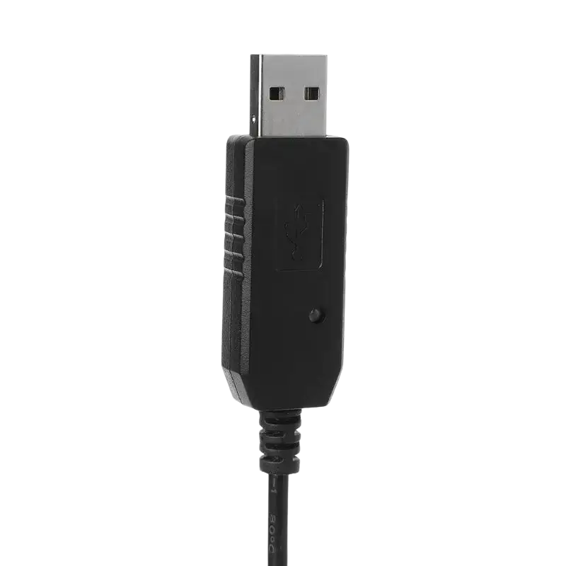 Black usb charger cable with metallic connector and textured grip for baofeng radio charger cable use