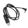 Black usb charger cable for baofeng walkie talkie with standard usb-a connector and angled barrel jack end