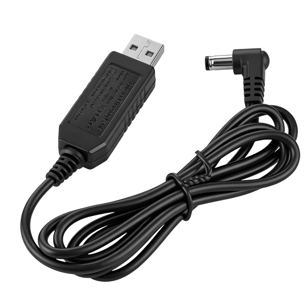 Black usb charger cable for baofeng walkie talkie with molded plastic housing and coiled cord adapter cable
