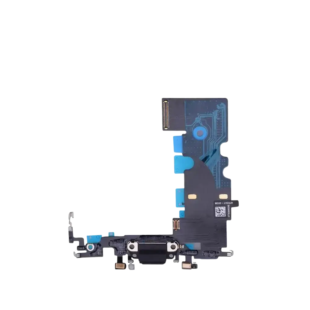 Black and blue usb charger flex cable with metallic connectors for iphone xs max replacement charging port assembly