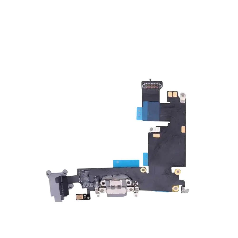 Black usb charger flex cable for iphone xs max with blue adhesive strips metallic connectors and usb-c port