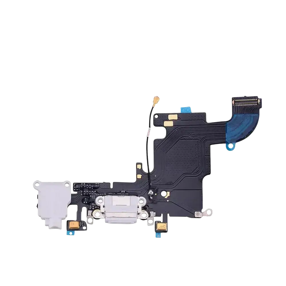 Black flexible usb charger flex cable with silver connectors and blue covers featuring usb-c port for iphone xs max