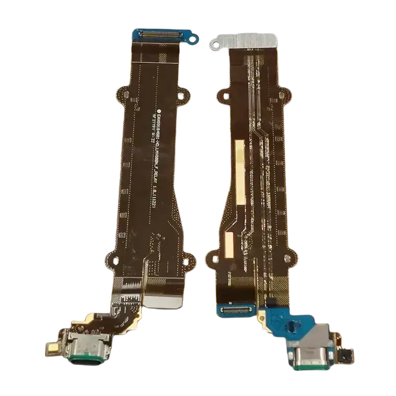 Two black flexible usb charging boards with blue connectors and usb-c ports for lg v600am and v600ea models