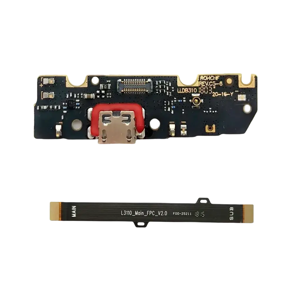 Black usb charging board with red usb-c port and gold connectors for Motorola Moto g series charging dock