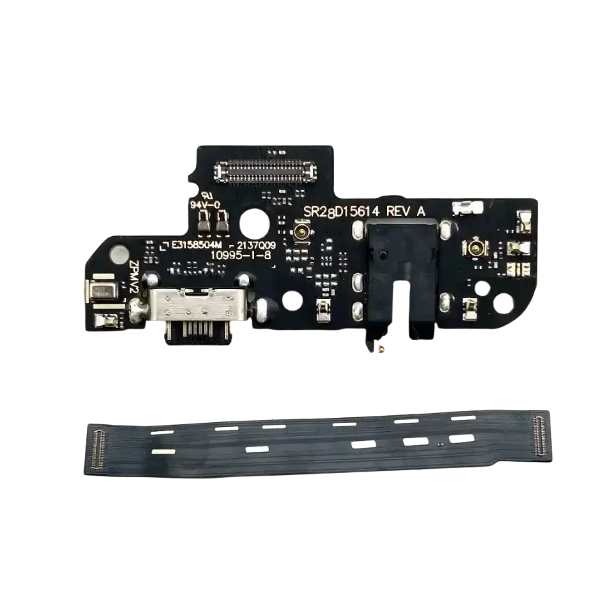 Black usb charging board for Motorola Moto g series with silver usb connector and flexible flat cable assembly