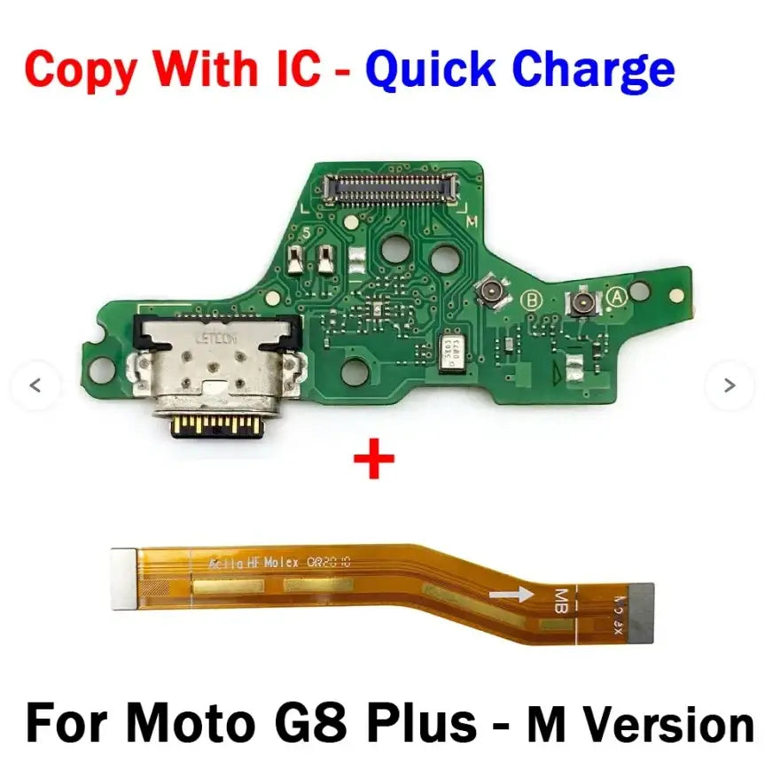 Green circuit board usb charging board with silver usb-c port and gold flex cable for moto g8 plus m version charging dock