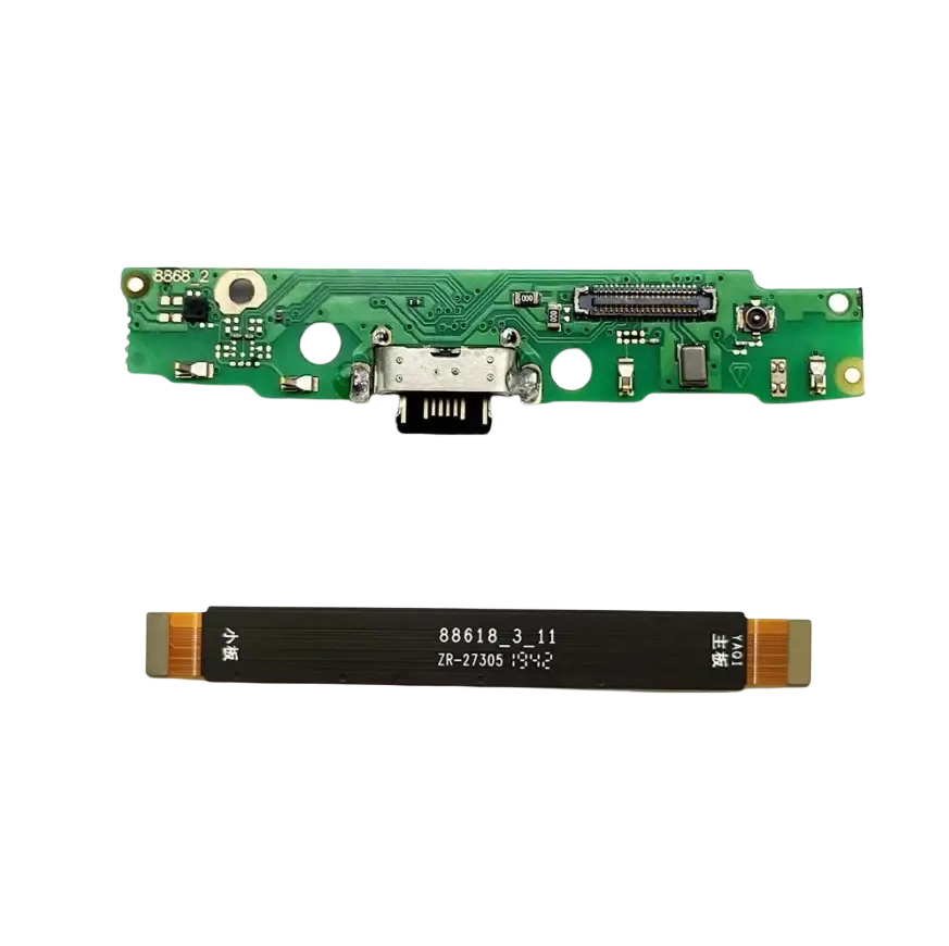 Green circuit board with silver usb-c charging port and black ribbon cable for moto g7 power usb charging dock replacement
