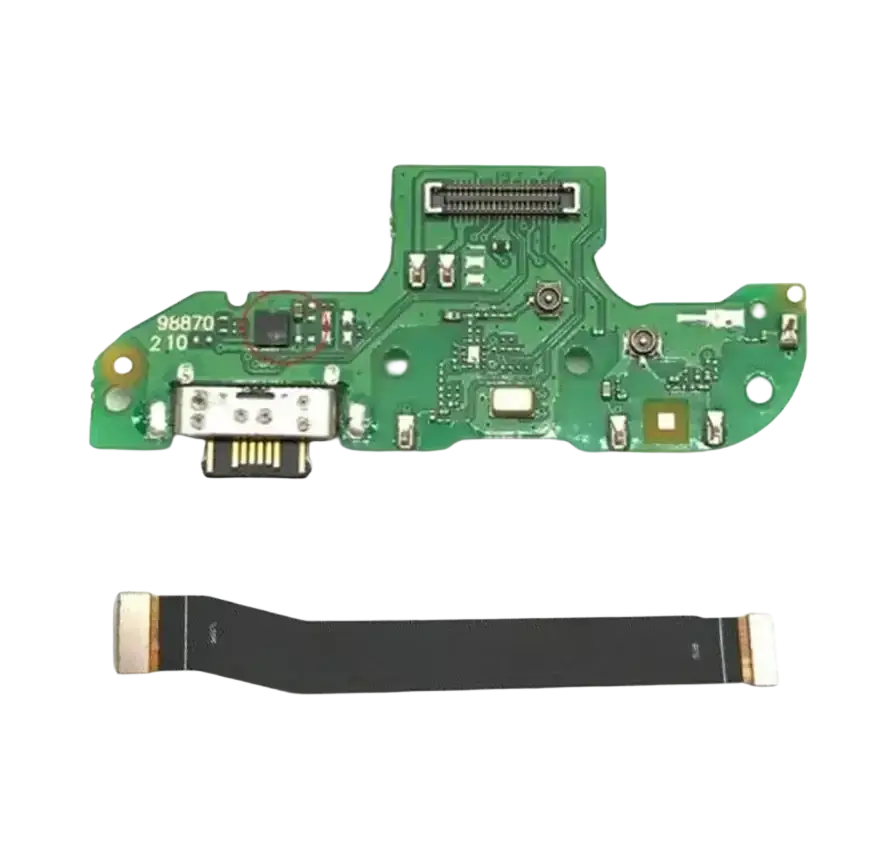 Green usb charging board for Motorola Moto g series with usb-c port and flexible ribbon cable for charging dock use