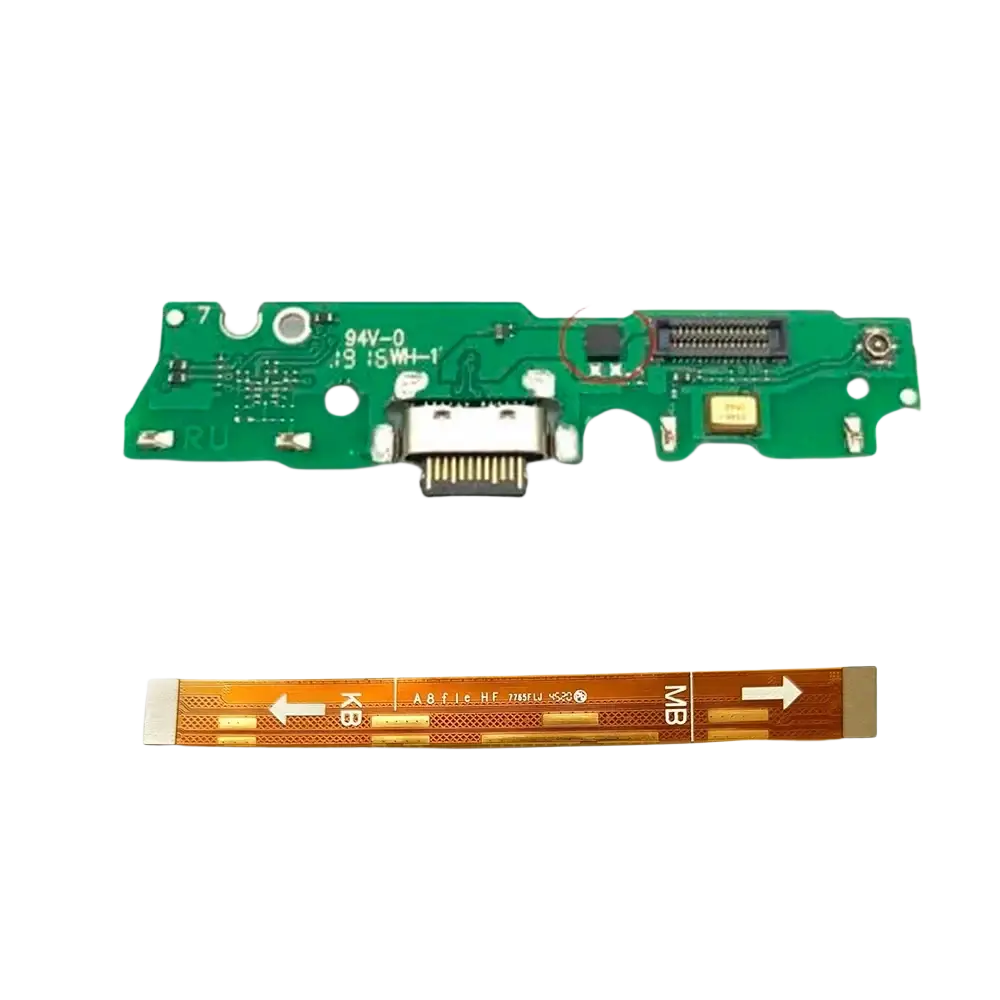 Green usb charging board with integrated ic and orange flexible data cable for motorola moto g7 play charging dock