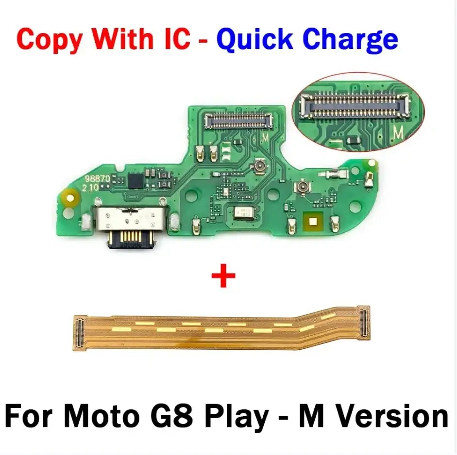 Green circuit board with usb-c port and gold flex cable for moto g8 play m version usb charging board for motorola g series