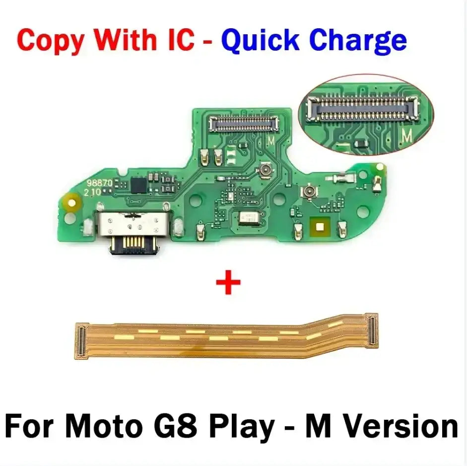 Green usb charging board with integrated ic and gold flex cable for Motorola moto g8 play m version charging dock