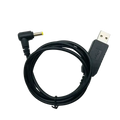 Black usb charging cable for baofeng uv-5r walkie talkie with right-angle connector and molded plastic housing