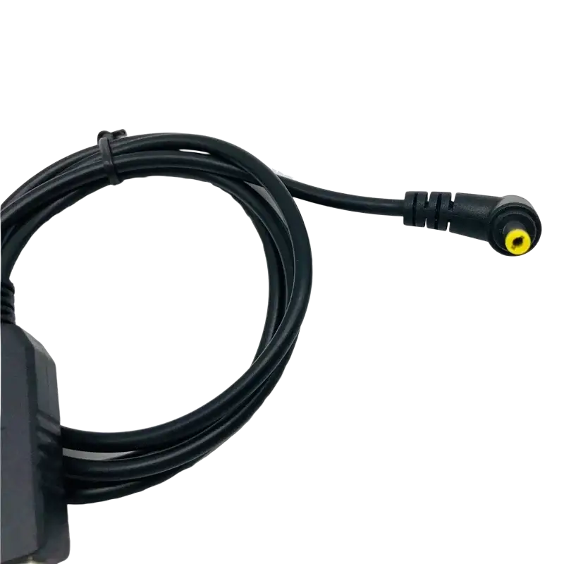 Black usb charging cable with yellow-accented angled connector for baofeng uv-5r walkie talkie charging