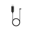 Black usb charging cable with usb-a connector and 90-degree dc barrel jack for baofeng walkie talkie desktop charger