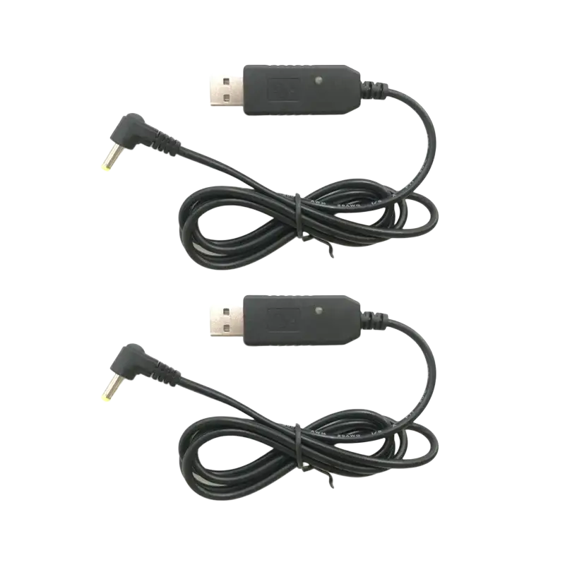 Black usb charging cable with angled connectors for uv10r walkie talkie and uv-10r usb power adapter cables