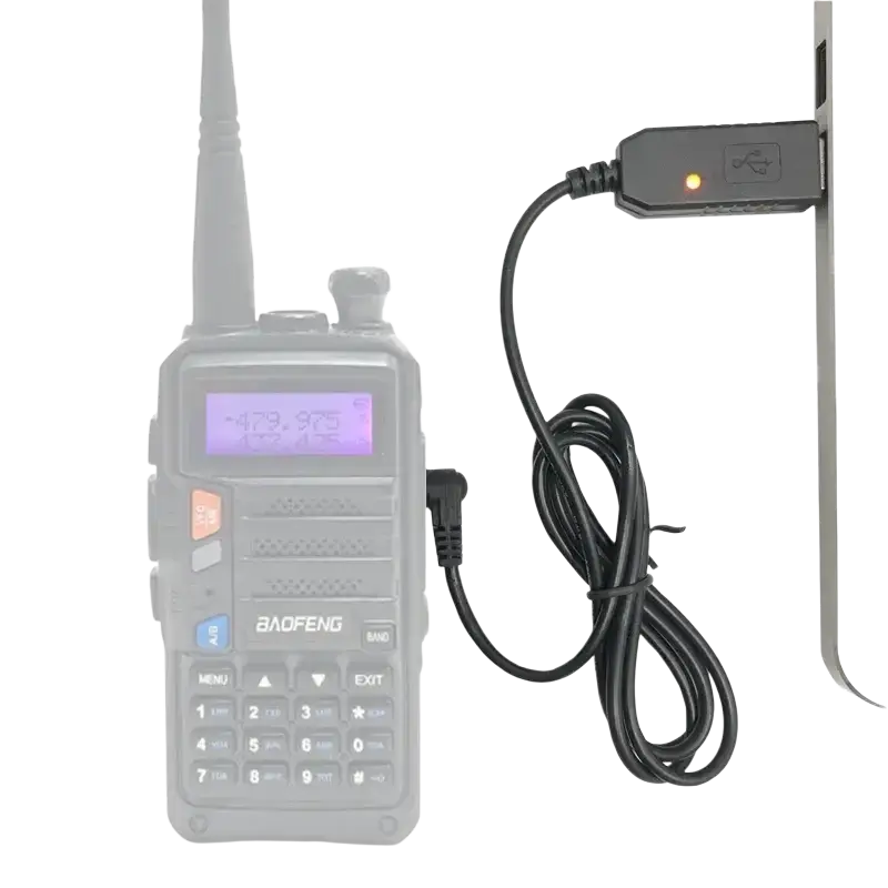 Black baofeng uv-5r two-way radio with usb charging cable and coiled charging cable usb adapter for uv10r walkie talkie