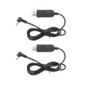 Black usb charging cable with angled dc connectors compatible with uv10r walkie talkie charging cable