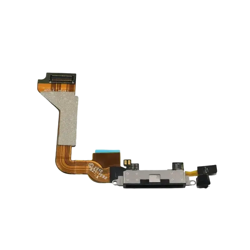 Orange flexible circuit board with silver connectors and black components for usb charging dock flex cable iphone 4 4s