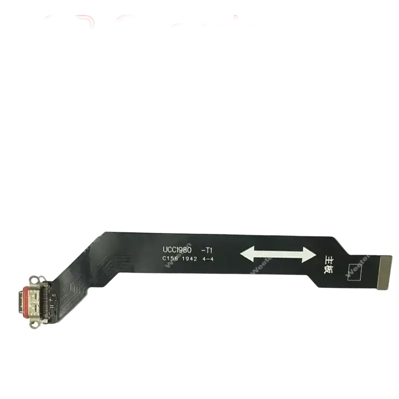 Black flexible usb charging dock flex cable with printed labels and arrows for Oneplus Nord series charging dock