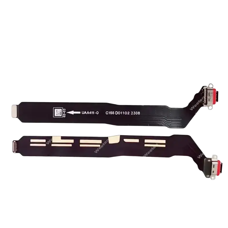 Usb charging dock flex cable for Oneplus Nord series with black flexible circuit board and red usb-c connector