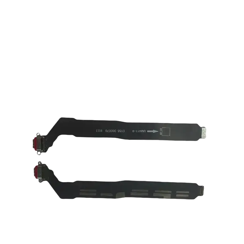 Black flexible usb charging dock flex cable with red connector and printed markings for oneplus nord series