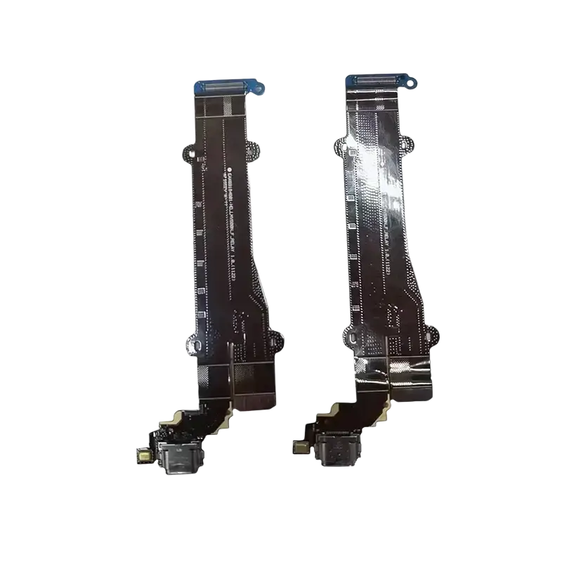 Two black usb charging flex cables with blue connectors for lg v60 thinq lmv600ea featuring metallic traces