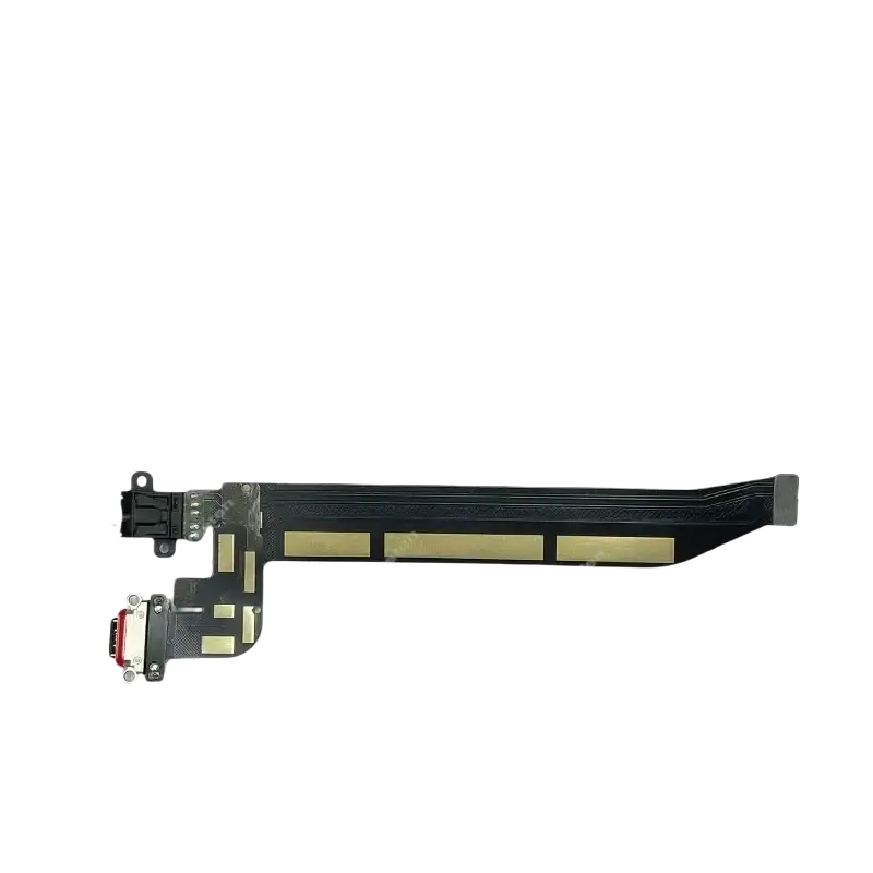 Black flexible usb charging flex cable for Oneplus 2 with gold-colored conductive traces and connectors