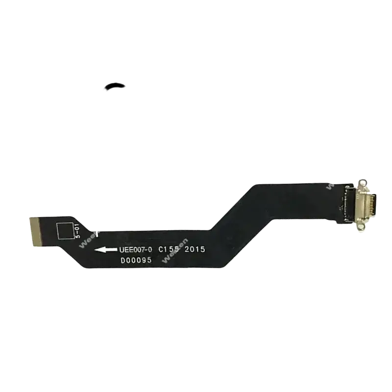 Black usb charging flex cable for Oneplus 2 with gold-plated connector and printed identification markings